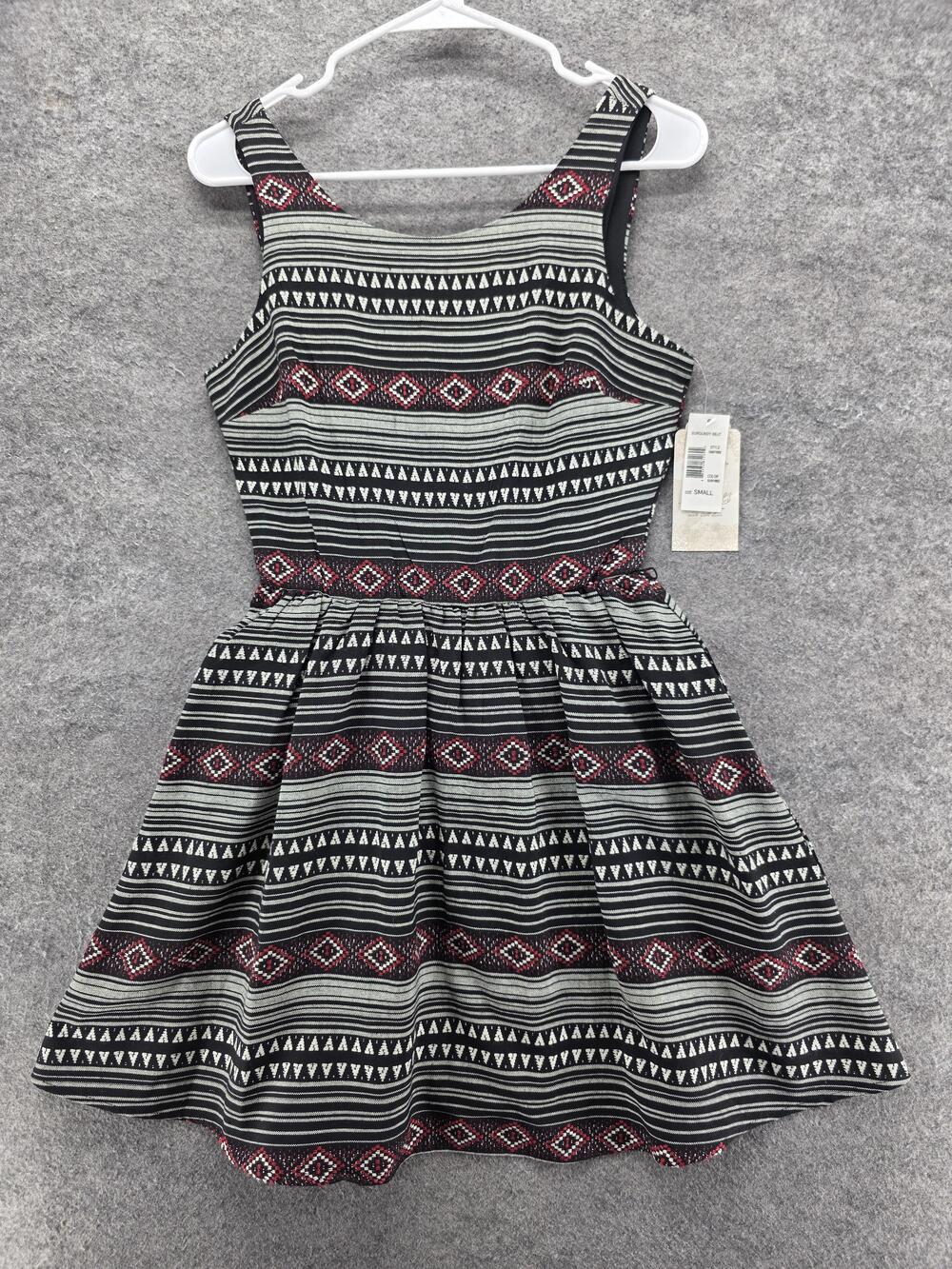 Soulmates Dress Womens S Black Fit & Flare Short Scoop Neck Tribal Lined